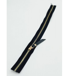 Çanta Aksesuar Gerçek Deri Başlıklı Siyah Fermuar 40 Cm Light Gold Metal