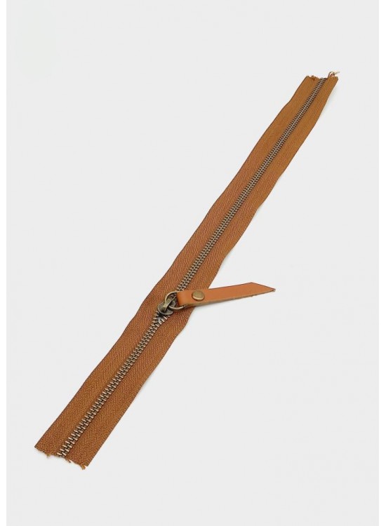 Çanta Aksesuar Gerçek Deri Başlıklı Taba Fermuar 40 Cm Antik Metal