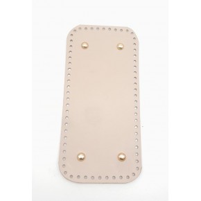 Çanta Aksesuar Gerçek Deri Bej 25X12 cm Dikdörtgen Light Gold Metalli Çanta Tabanı