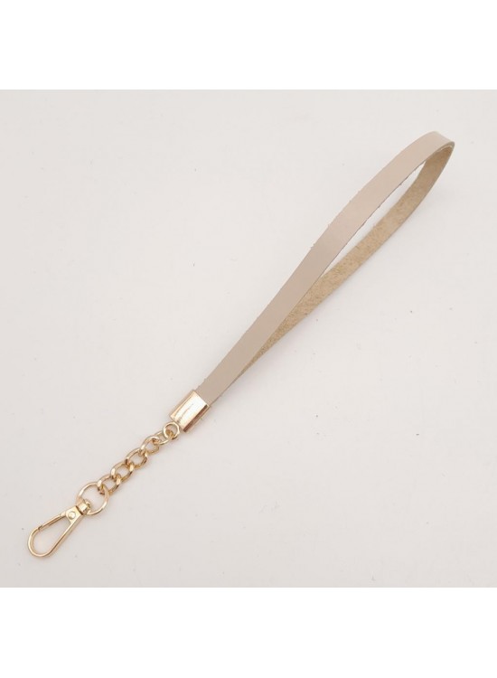 Çanta Aksesuar Gerçek Deri Bej Renk Zincirli Elcik Light Gold Metalli