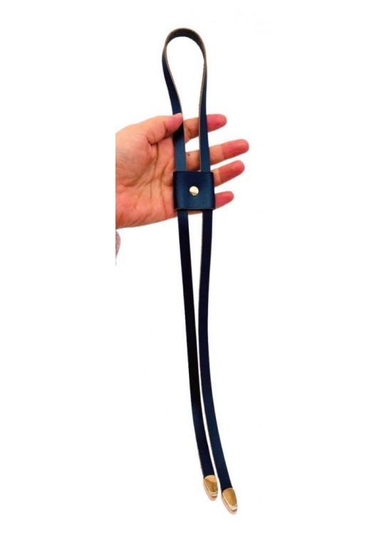 Çanta Aksesuar Gerçek Deri Büzgü Lacivert  Renk Light Gold Metalli