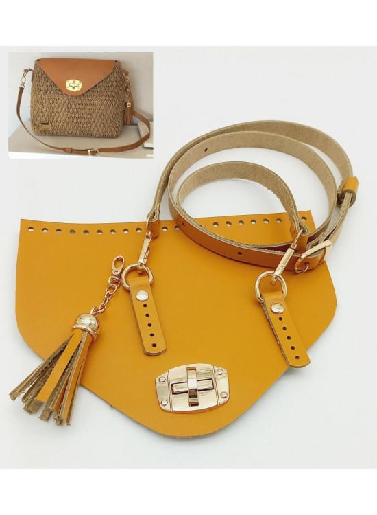Çanta Aksesuar Gerçek Deri Çanta Seti Püsküllü Hardal Gold Metalli Çanta Aksesuar Gerçek Deri Çanta Seti Püsküllü Hardal Gold Metalli