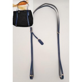 Çanta Aksesuar Gerçek Deri Çantayı Saran Lacivert Renk İnce Sap Light Gold Metalli