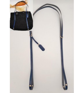 Çanta Aksesuar Gerçek Deri Çantayı Saran Lacivert Renk İnce Sap Light Gold Metalli