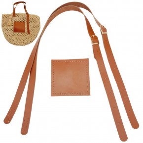 Çanta Aksesuar Gerçek Deri Cepli Ayarlanabilir Çift Saplı Çanta Seti Taba Renk Light Gold Metalli