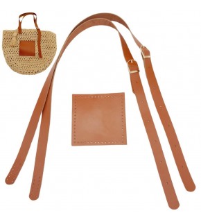 Çanta Aksesuar Gerçek Deri Cepli Ayarlanabilir Çift Saplı Çanta Seti Taba Renk Light Gold Metalli