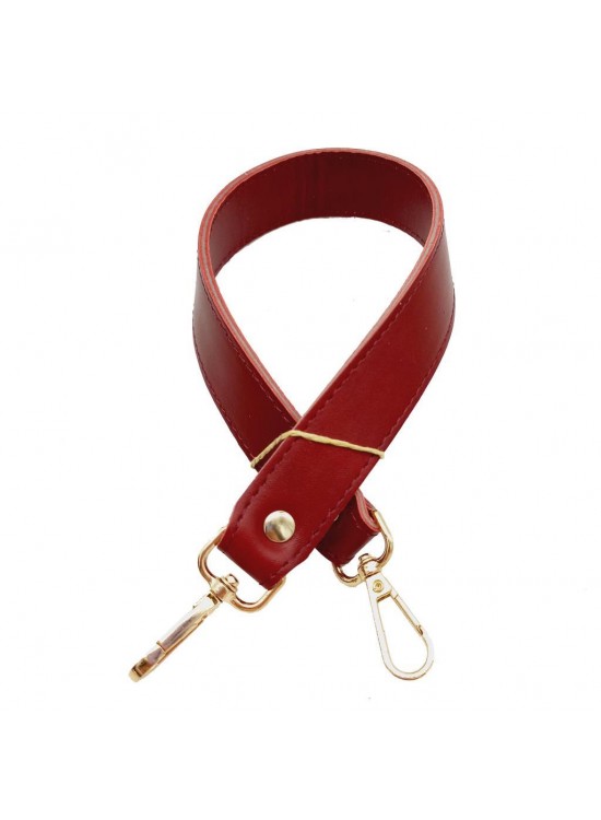 Çanta Aksesuar Gerçek Deri Çift Kat Dikişli Kısa Sap Kırmızı