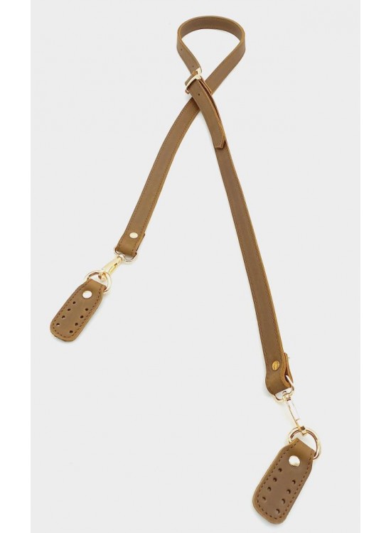 Çanta Aksesuar Gerçek Deri Çift Kat Dikişli Uzun Sap Crazy Koyu Taba