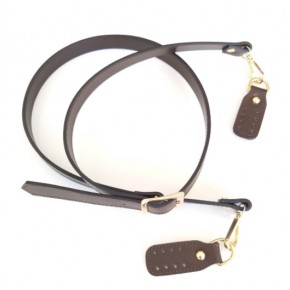 Çanta Aksesuar Gerçek Deri Çift Kat, Dikişli Uzun Sap Koyu Kahve