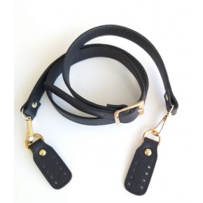 Çanta Aksesuar Gerçek Deri Çift Kat, Dikişli Uzun Sap Siyah