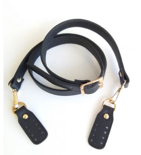 Çanta Aksesuar Gerçek Deri Çift Kat, Dikişli Uzun Sap Siyah