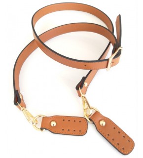 Çanta Aksesuar Gerçek Deri Çift Kat, Dikişli Uzun Sap Taba