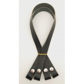 Çanta Aksesuar Gerçek Deri Çıtçıtlı Çanta Sapı Siyah Renk Gümüş Metalli