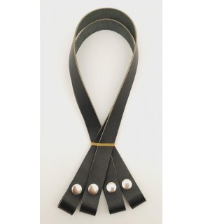 Çanta Aksesuar Gerçek Deri Çıtçıtlı Çanta Sapı Siyah Renk Gümüş Metalli