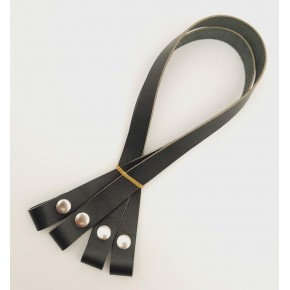 Çanta Aksesuar Gerçek Deri Çıtçıtlı Çanta Sapı Siyah Renk Gümüş Metalli