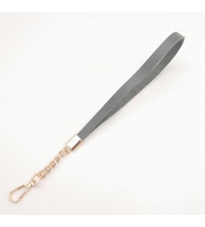 Çanta Aksesuar Gerçek Deri Gri Renk Zincirli Elcik Light Gold Metalli