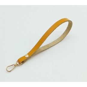 Çanta Aksesuar Gerçek Deri Hardal Renk Elcik Light Gold Metalli