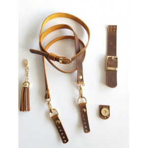 Çanta Aksesuar Gerçek Deri Hardal Sarı Crazy Oil Çanta Seti Püsküllü