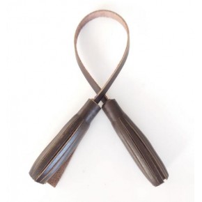 Çanta Aksesuar Gerçek Deri İkili Düz Püskül Kahverengi