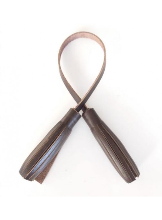 Çanta Aksesuar Gerçek Deri İkili Düz Püskül Kahverengi