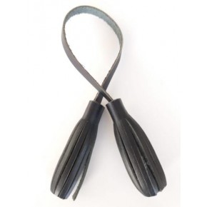 Çanta Aksesuar Gerçek Deri İkili Düz Püskül Siyah