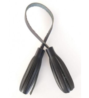 Çanta Aksesuar Gerçek Deri İkili Düz Püskül Siyah