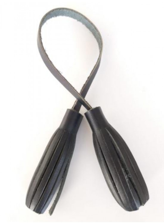 Çanta Aksesuar Gerçek Deri İkili Düz Püskül Siyah