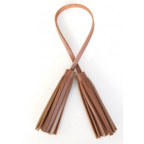 Çanta Aksesuar Gerçek Deri İkili Düz Püskül Sütlü Kahve