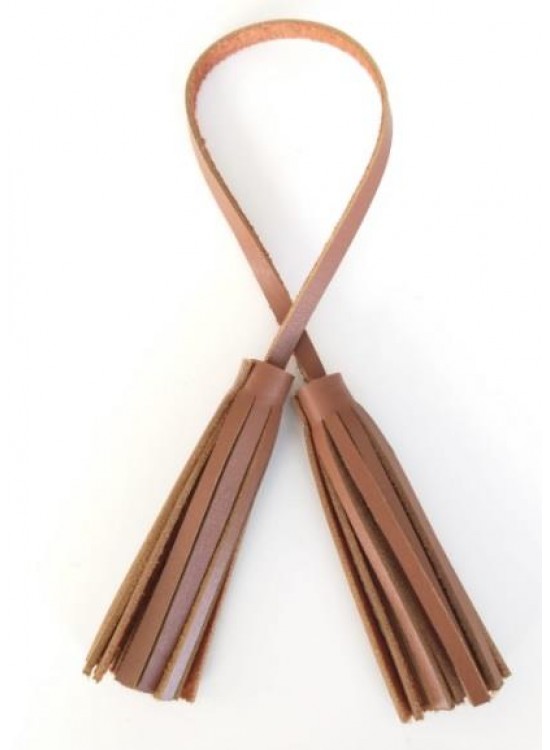 Çanta Aksesuar Gerçek Deri İkili Düz Püskül Sütlü Kahve