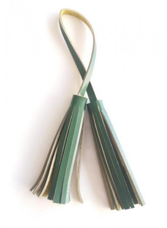 Çanta Aksesuar Gerçek Deri İkili Düz Püskül Yeşil Renk