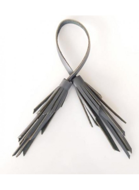 Çanta Aksesuar Gerçek Deri İkili Zig Zag Püskül Gri Renk