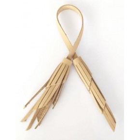 Çanta Aksesuar Gerçek Deri İkili Zig Zag Püskül Ham Renk