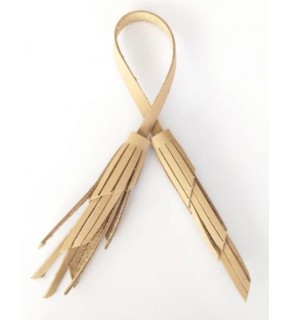 Çanta Aksesuar Gerçek Deri İkili Zig Zag Püskül Ham Renk