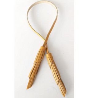 Çanta Aksesuar Gerçek Deri İkili Zig Zag Püskül Hardal Sarı Renk