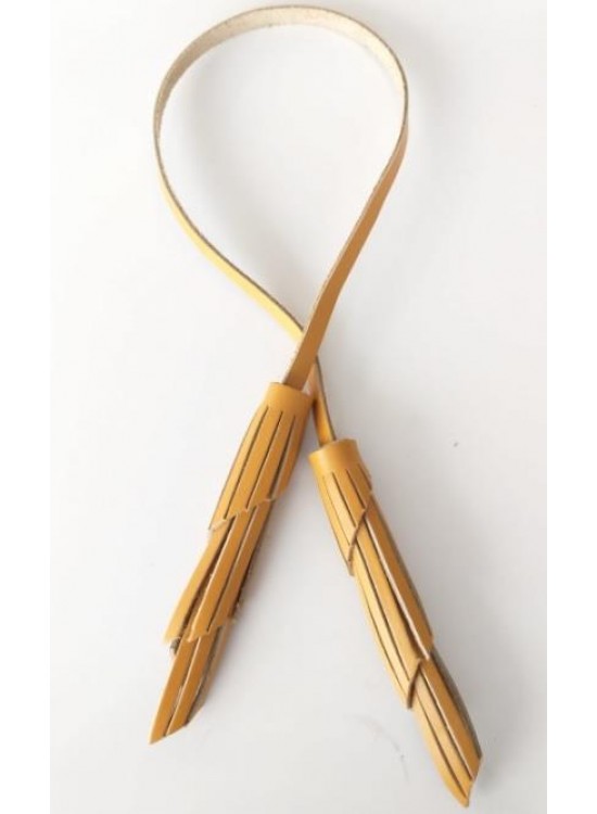 Çanta Aksesuar Gerçek Deri İkili Zig Zag Püskül Hardal Sarı Renk