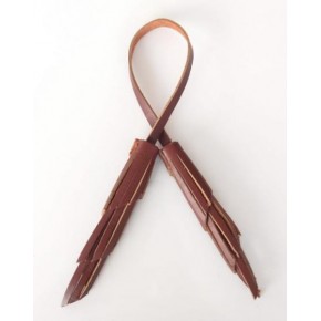 Çanta Aksesuar Gerçek Deri İkili Zig Zag Püskül Kızıl Kahve Renk