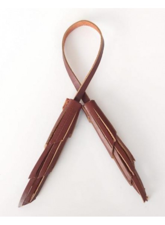 Çanta Aksesuar Gerçek Deri İkili Zig Zag Püskül Kızıl Kahve Renk