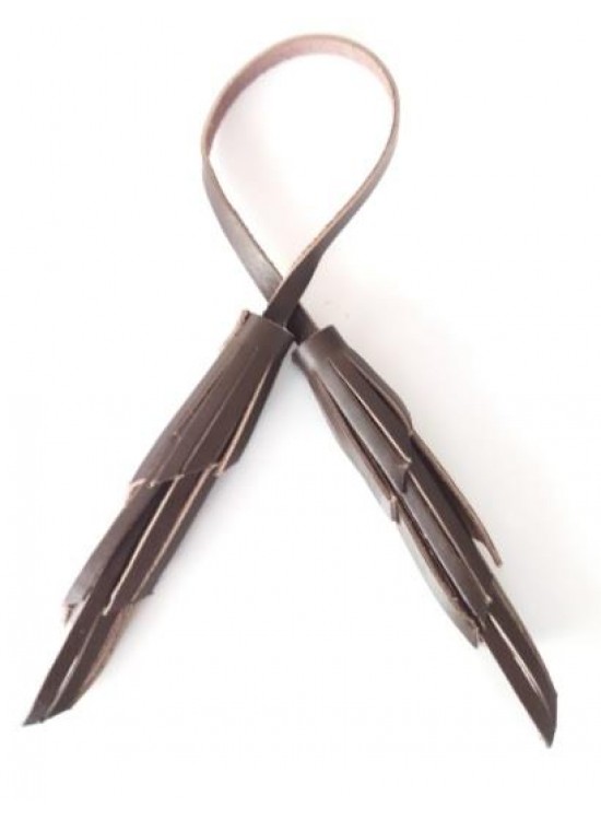 Çanta Aksesuar Gerçek Deri İkili Zig Zag Püskül Koyu Kahve Renk