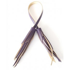 Çanta Aksesuar Gerçek Deri İkili Zig Zag Püskül Mor Renk