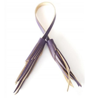 Çanta Aksesuar Gerçek Deri İkili Zig Zag Püskül Mor Renk