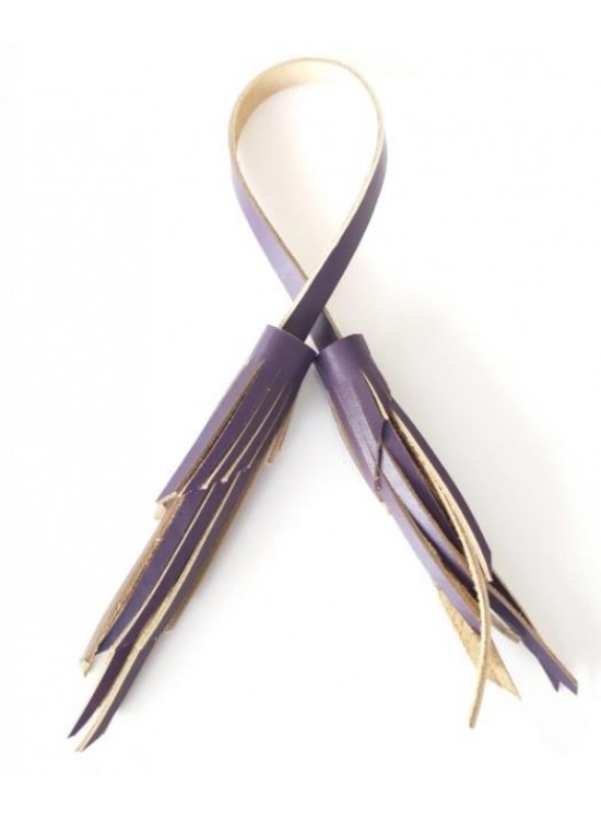 Çanta Aksesuar Gerçek Deri İkili Zig Zag Püskül Mor Renk