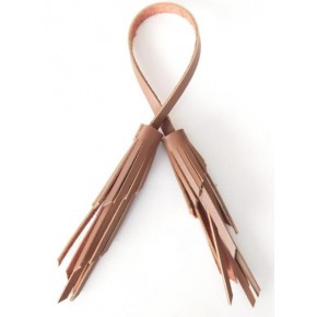 Çanta Aksesuar Gerçek Deri İkili Zig Zag Püskül Sütlü Kahve Renk