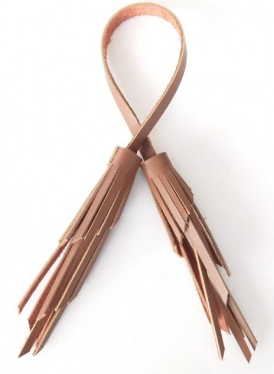 Çanta Aksesuar Gerçek Deri İkili Zig Zag Püskül Sütlü Kahve Renk