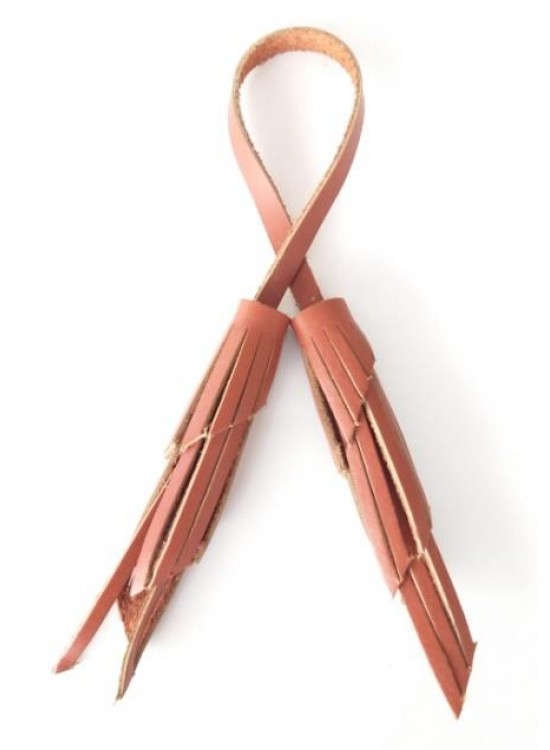 Çanta Aksesuar Gerçek Deri İkili Zig Zag Püskül Taba Renk