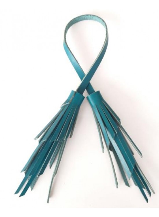 Çanta Aksesuar Gerçek Deri İkili Zig Zag Püskül Turkuaz Renk