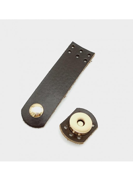 Çanta Aksesuar Gerçek Deri Kahverengi Mini Kapak 8X2,3 Cm Light Gold Metalli