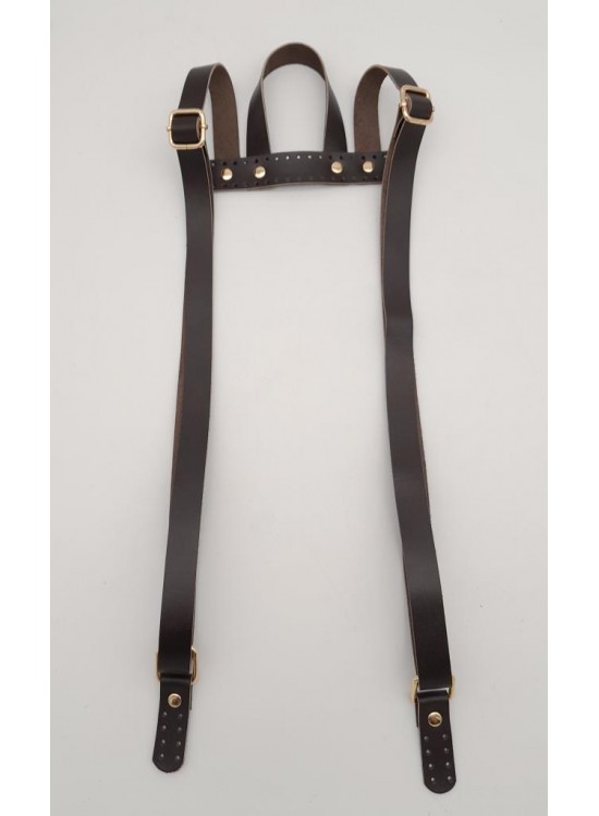 Çanta Aksesuar Gerçek Deri Kahverengi Sırt Çanta Sapı Light Gold Metalli