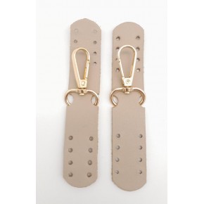 Çanta Aksesuar Gerçek Deri Kanatlı Kancalı Böce Bej Light Gold Metalli