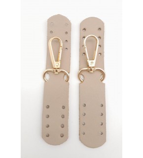 Çanta Aksesuar Gerçek Deri Kanatlı Kancalı Böce Bej Light Gold Metalli