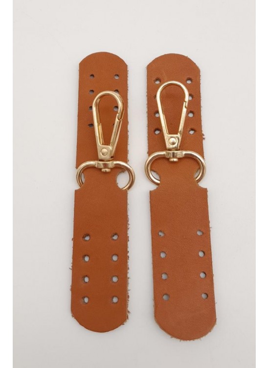 Çanta Aksesuar Gerçek Deri Kanatlı Kancalı Böce Taba Light Gold Metalli